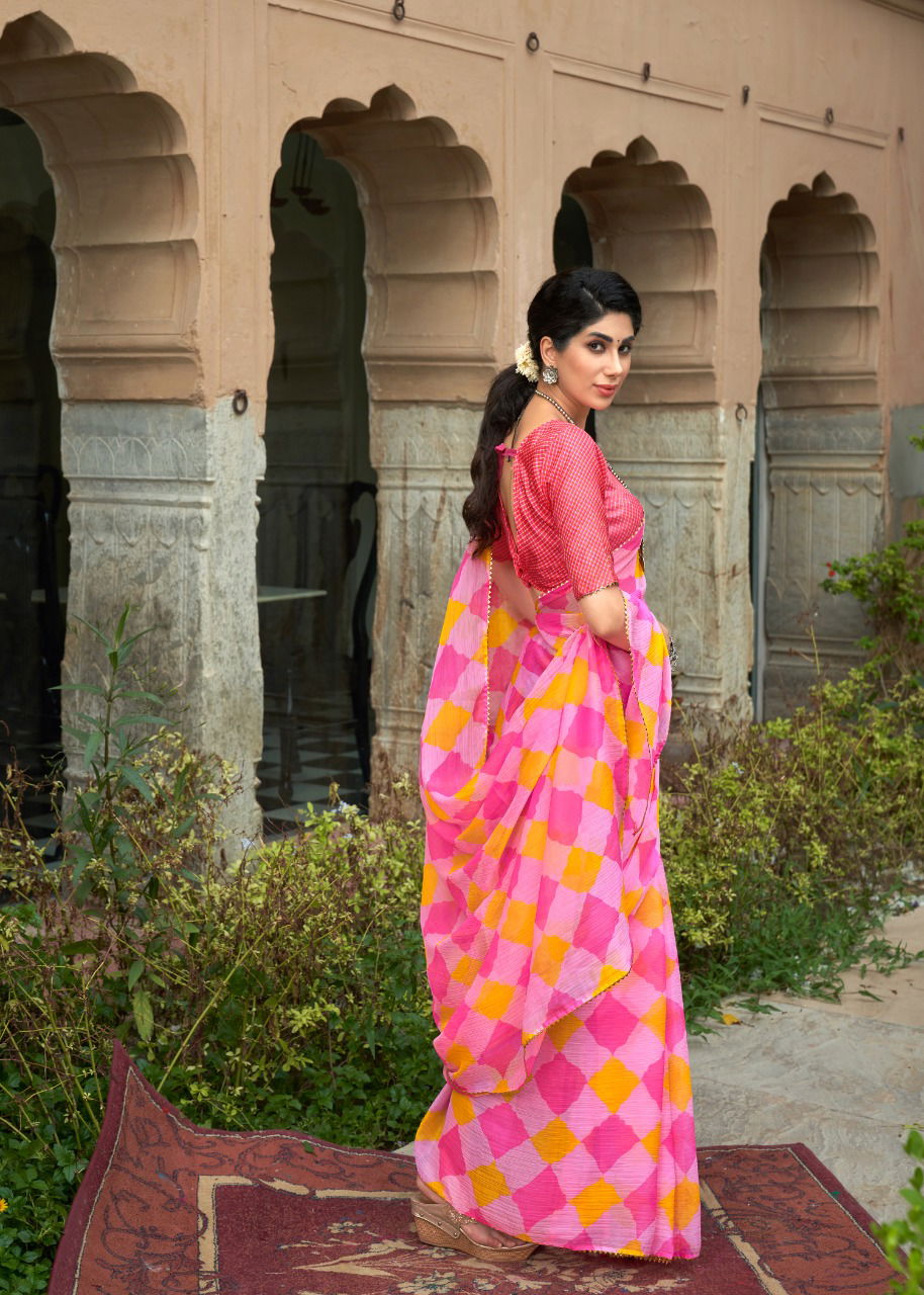 Kashvi Tanishq Fancy Printed Designer Chiffon Ethnic Wear Saree Collection 